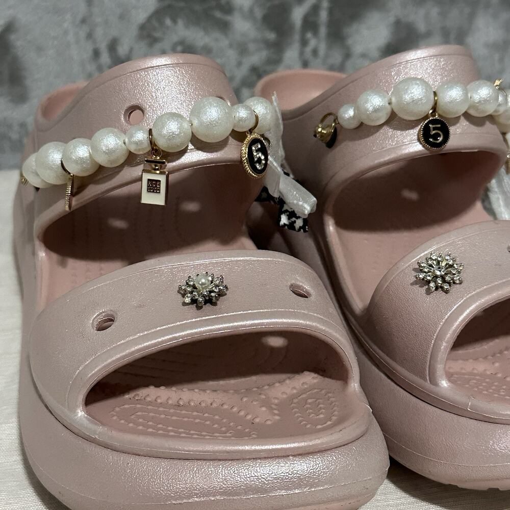 Crocs Classic Crush Platform Sandals Womens 11 Pink Slip On Comfort Coquette - Picture 4 of 11
